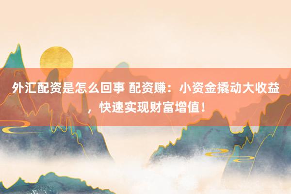 外汇配资是怎么回事 配资赚：小资金撬动大收益，快速实现财富增值！